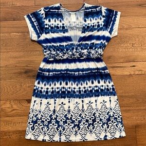 Dotti Women’s Swim Coverup Dress - Bohemian Blue Tie Dye - Size M